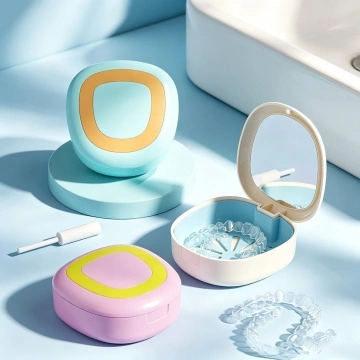 Cleaning Case with Mirror for Mouthpiece Case Denture Case Partial Denture